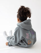 Gray Kids Hoodie from Elevated Faith featuring floral designs, perfect for Christian Kids Apparel