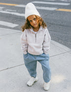 Elevated Faith Kids Jacket in Light Gray with Half-Zip for Christian Kids Apparel