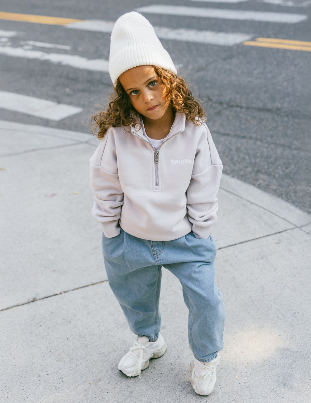 Elevated Faith Kids Jacket in Light Gray with Half-Zip for Christian Kids Apparel