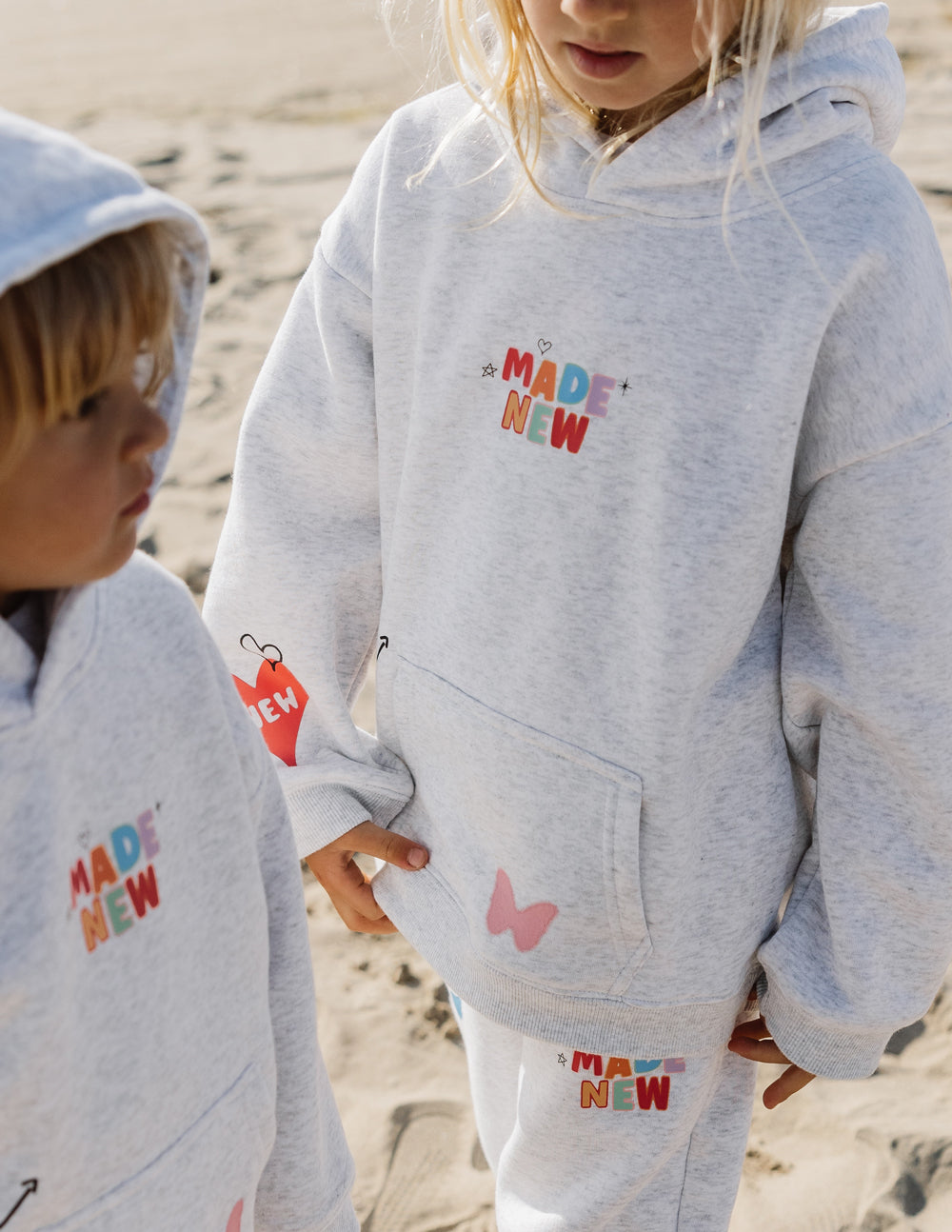Elevated Faith Kids Hoodie in Light Gray with Made New Design, part of Christian Kids Apparel