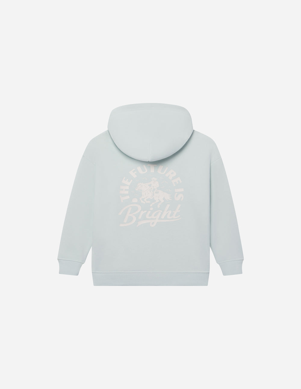 Light Blue Kids Hoodie from Elevated Faith featuring 'The Future is Bright' design, perfect for Christian Kids Apparel