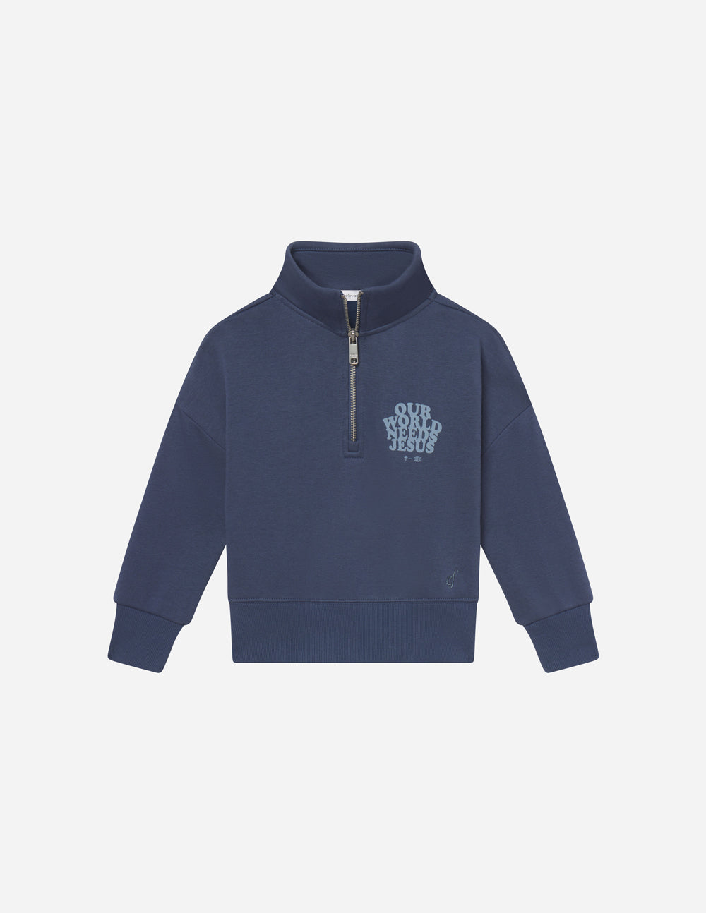 Navy Kids Jacket from Elevated Faith featuring a zip-up collar, perfect for Christian Kids Apparel