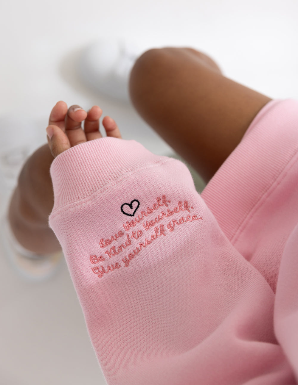 Pink Kids Crewneck from Elevated Faith with inspirational embroidery for Christian Kids Apparel