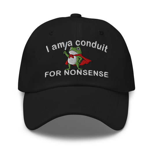 Black dad hat with embroidered frog and FOR NONSENSE text front