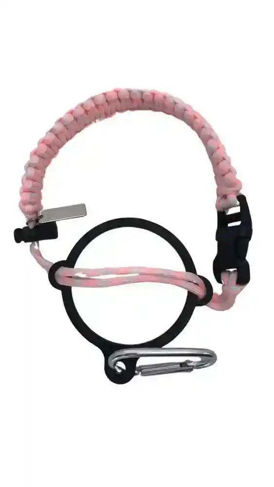 COLDEST paracord handle for wide mouth water bottles in Glowie Pink + White