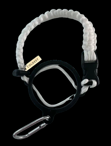 COLDEST paracord handle for wide mouth water bottles in White