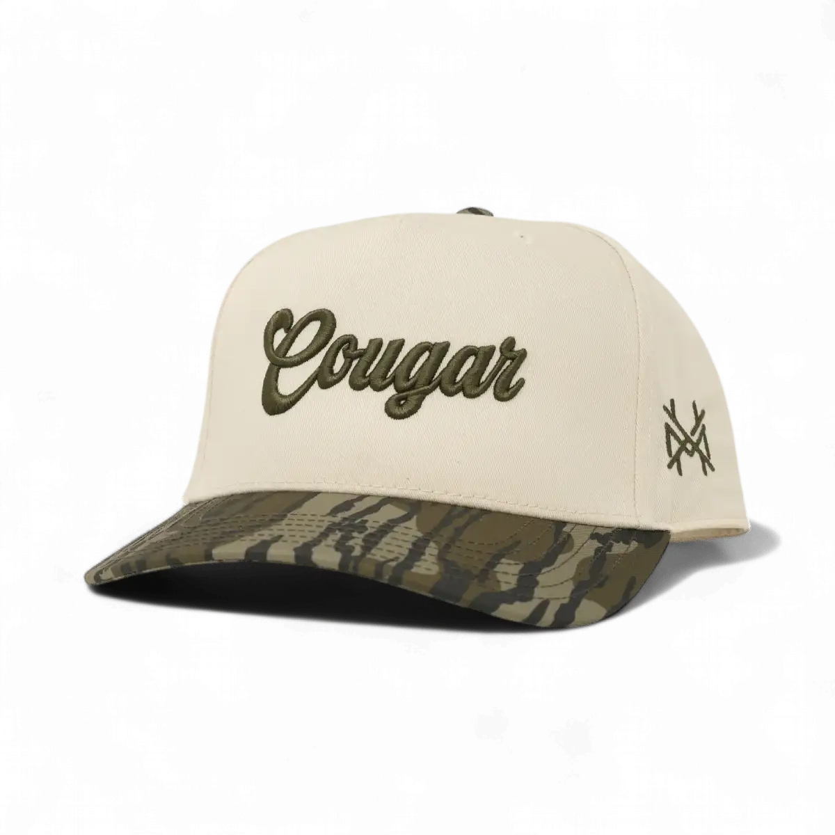 Cougar Funny Embroidered Snapback Hat in Retro Mossy Oak Bottomland/Natural – Ivy + Cloth