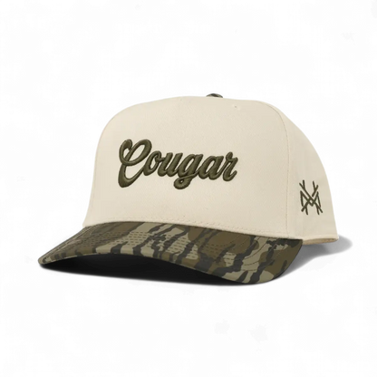 Cougar Funny Embroidered Snapback Hat in Retro Mossy Oak Bottomland/Natural – Ivy + Cloth