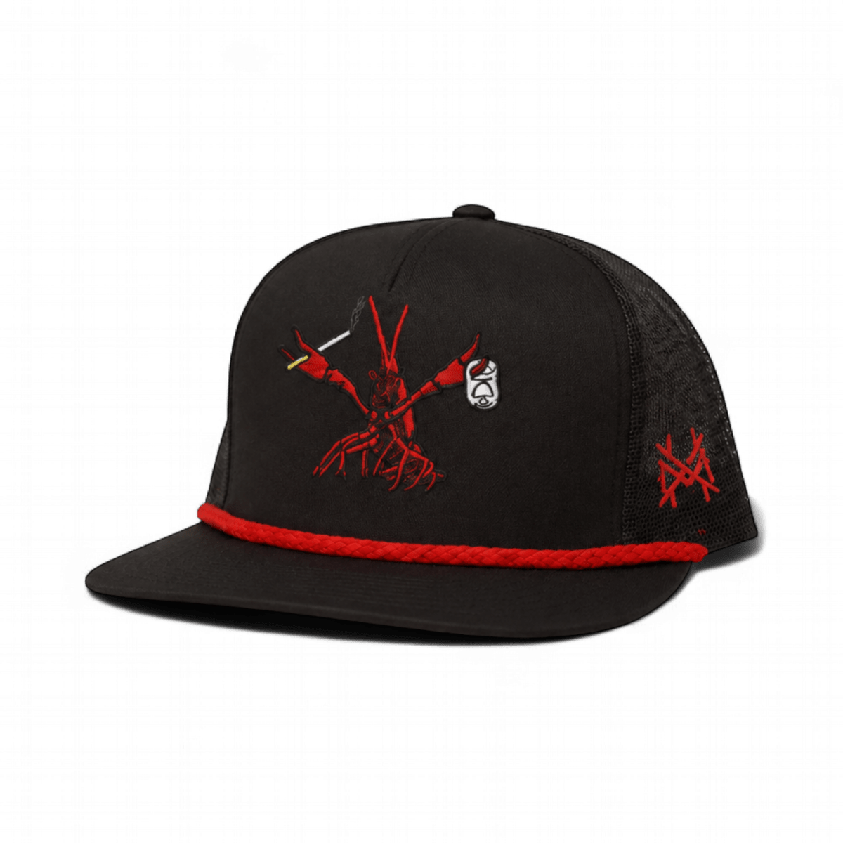 Crawdaddy Funny Embroidered Snapback Hat in Flat Bill Black with Red Rope – Ivy + Cloth