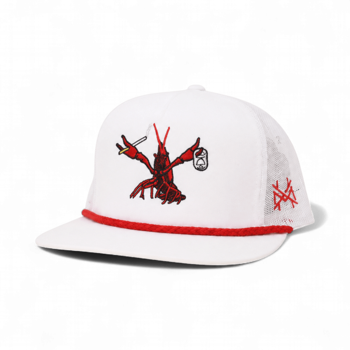 Crawdaddy Funny Embroidered Snapback Hat in Flat Bill White with Red Rope – Ivy + Cloth