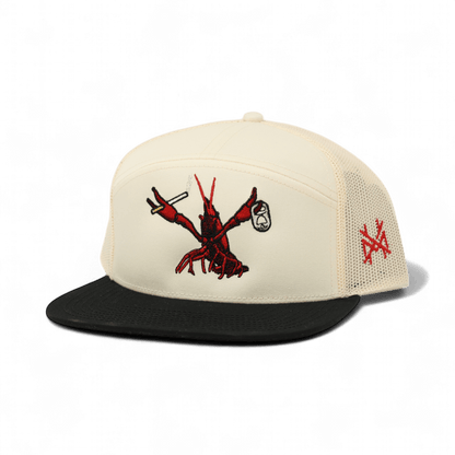Crawdaddy Funny Embroidered Snapback Hat in 7 Panel Black/Natural – Ivy + Cloth