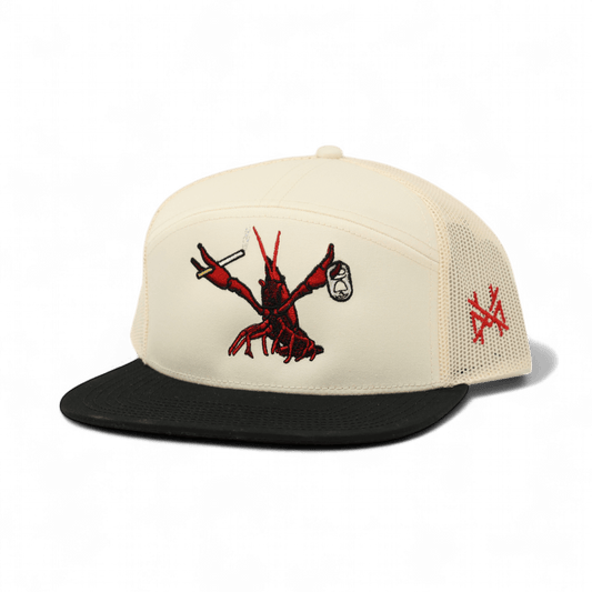 Crawdaddy Funny Embroidered Snapback Hat in 7 Panel Black/Natural – Ivy + Cloth