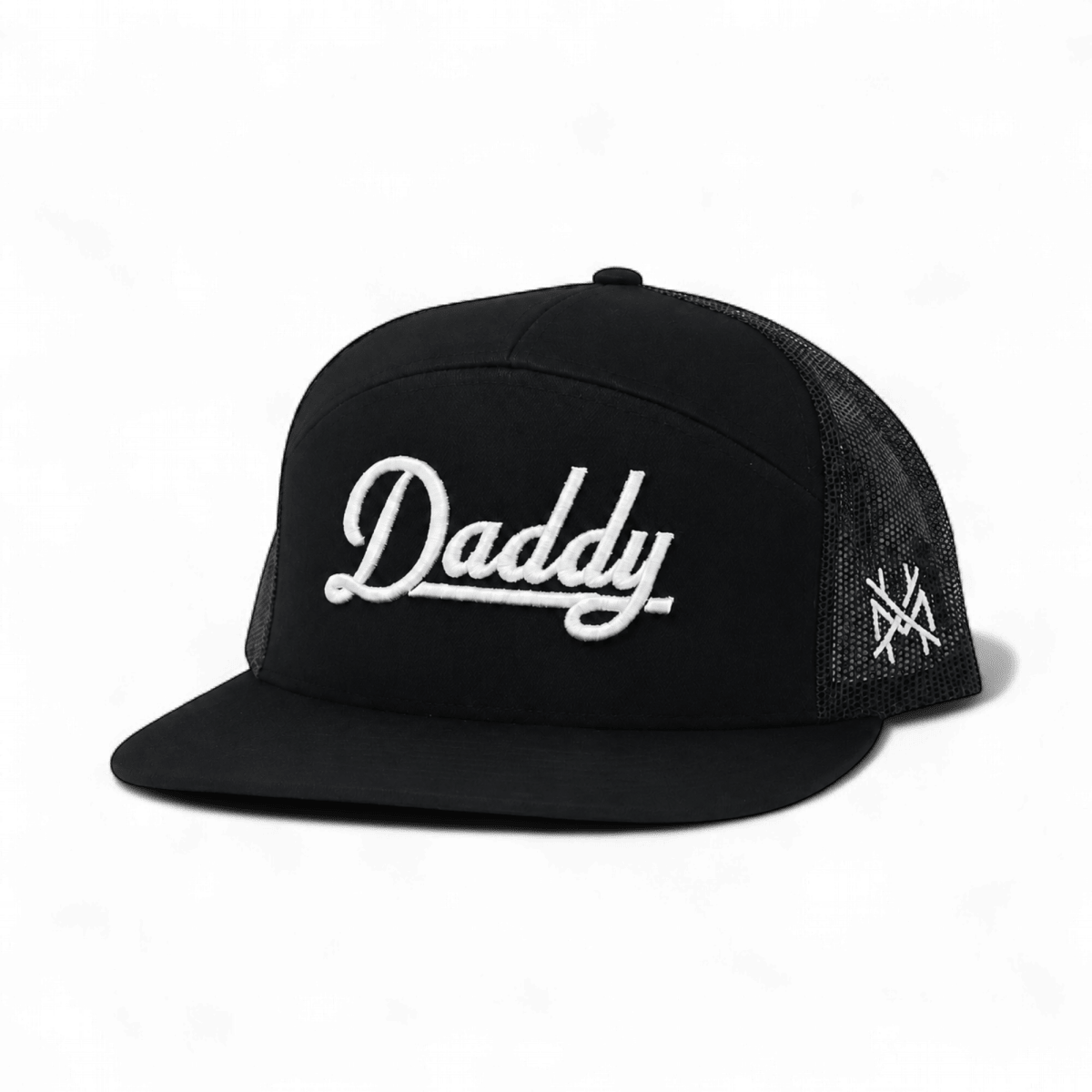 Daddy Funny Embroidered Hat in 7 Panel Black with White Stitch – Ivy + Cloth
