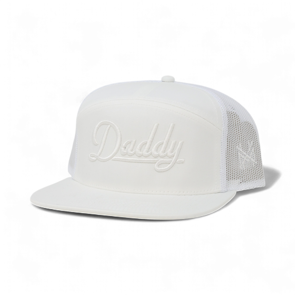 Daddy Funny Embroidered Hat in 7 Panel White – Ivy + Cloth