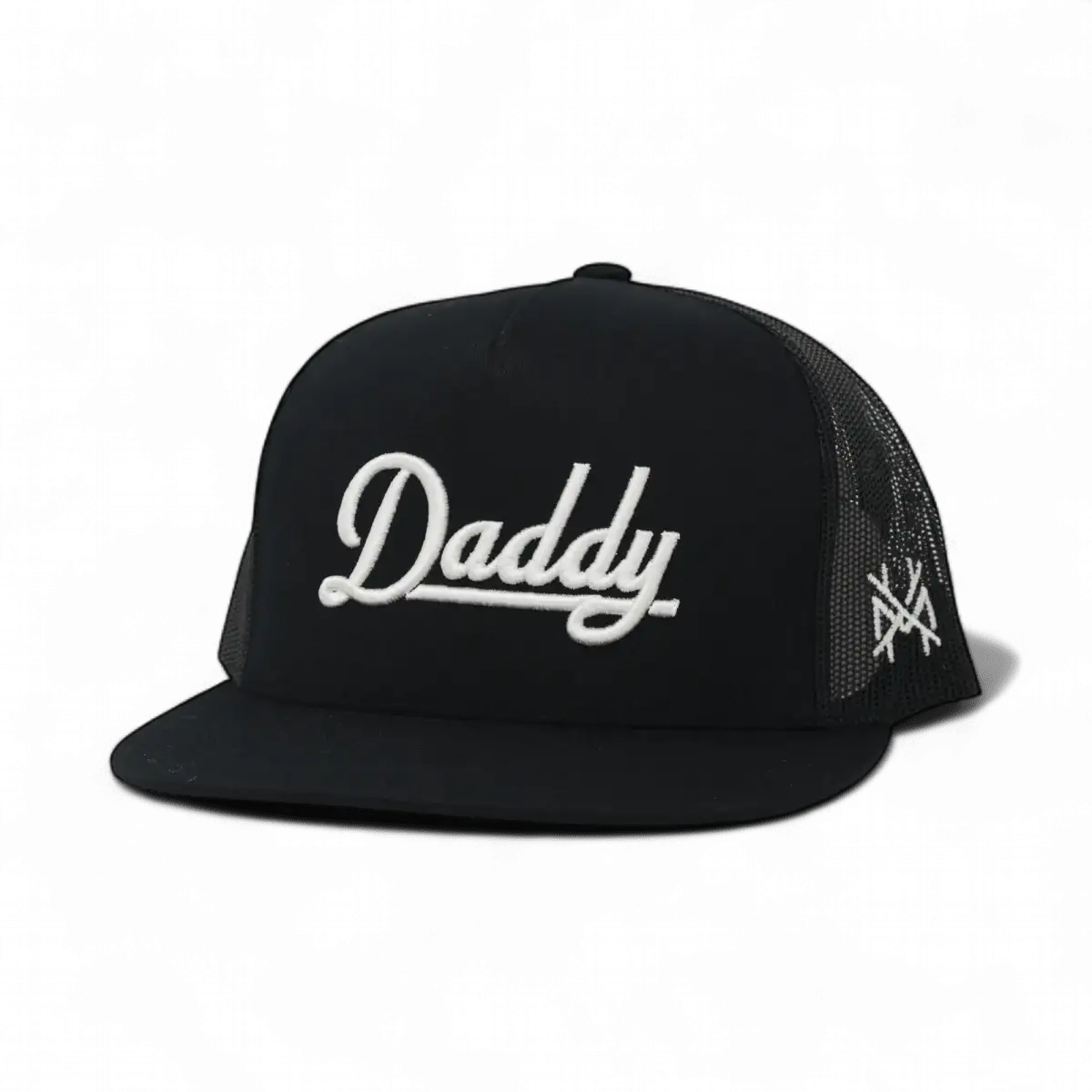 Daddy Funny Embroidered Hat in Flat Bill Black with White Stitch – Ivy + Cloth
