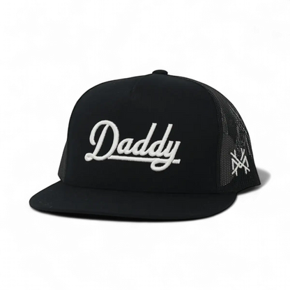 Daddy Funny Embroidered Hat in Flat Bill Black with White Stitch – Ivy + Cloth