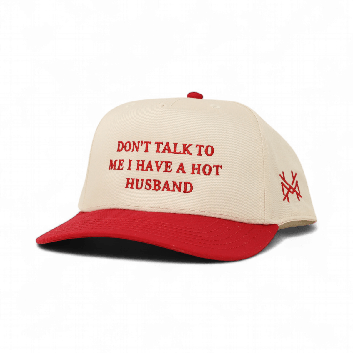 Don't Talk To Me I Have A Hot Husband Funny Embroidered Snapback Hat in Retro Red/Natural – Ivy + Cloth