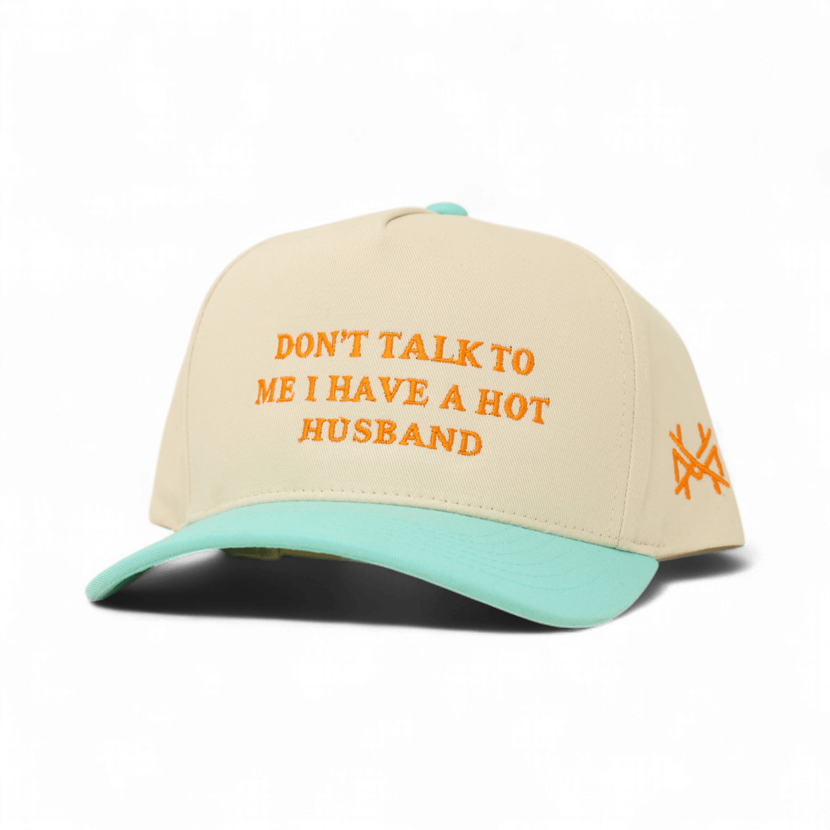 Don't Talk To Me I Have A Hot Husband Funny Embroidered Snapback Hat in Retro Mint/Natural – Ivy + Cloth