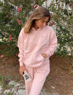 Light pink Christian Hoodie by Elevated Faith, featuring a cozy design and front pocket