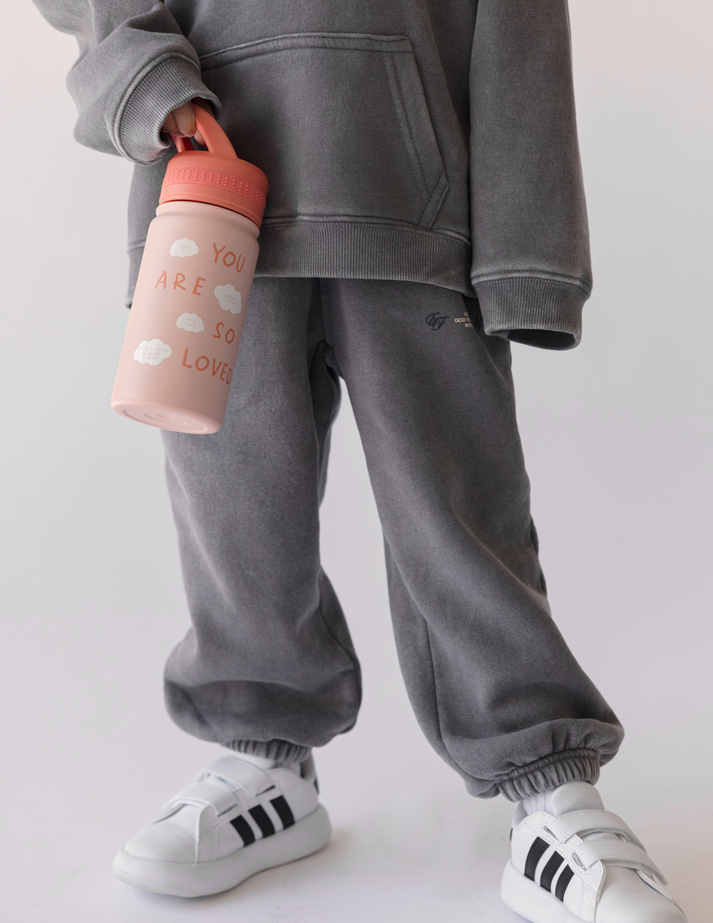 Elevated Faith Kids Water Bottle in Pink with 'You Are So Loved' Design for Christian Kids Apparel