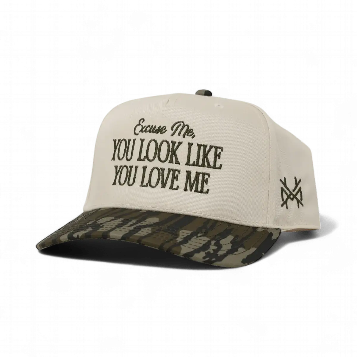 You Look Like You Love Me Funny Embroidered Trucker Hat in Retro Mossy Oak Bottomland/Natural – Ivy + Cloth