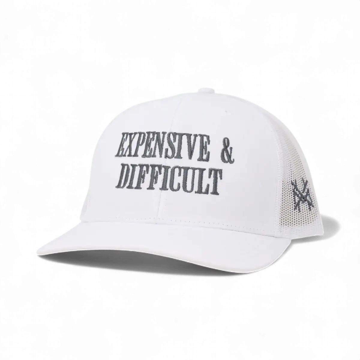 Expensive & Difficult Funny Embroidered Hat in Trucker White – Ivy + Cloth