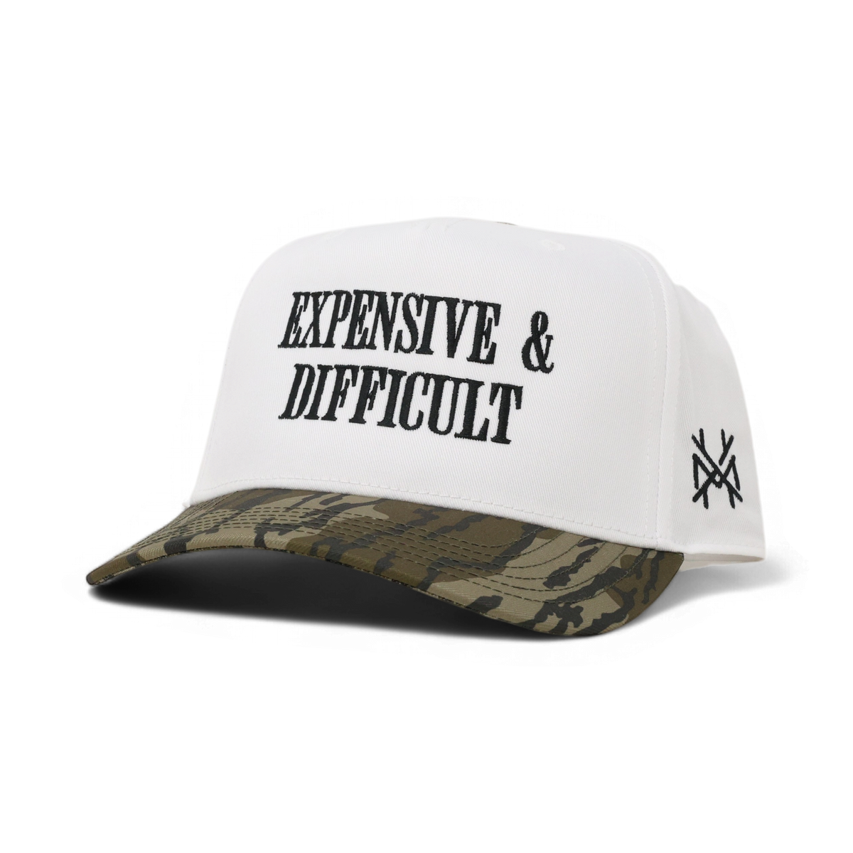 Expensive & Difficult Funny Embroidered Hat in Retro Bottomland/White – Ivy + Cloth