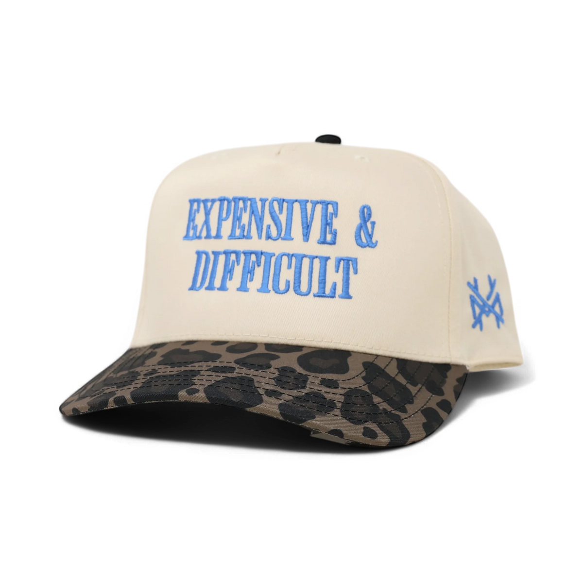 Expensive & Difficult Funny Embroidered Hat in Retro Leopard/Natural – Ivy + Cloth