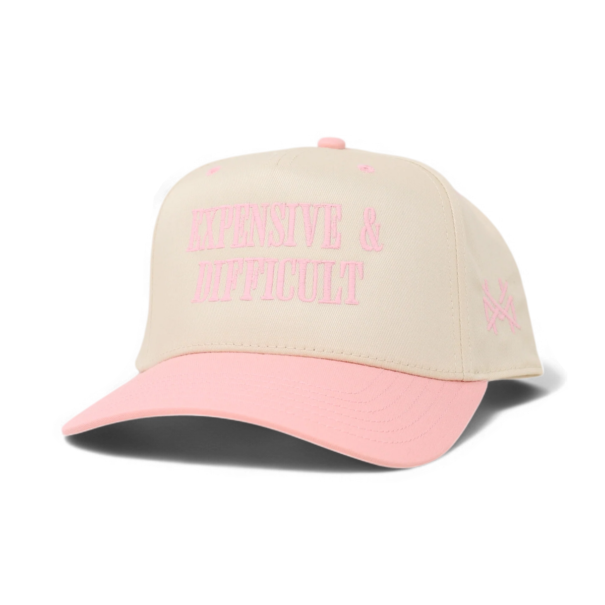 Expensive & Difficult Funny Embroidered Hat in Retro Pink/Natural – Ivy + Cloth