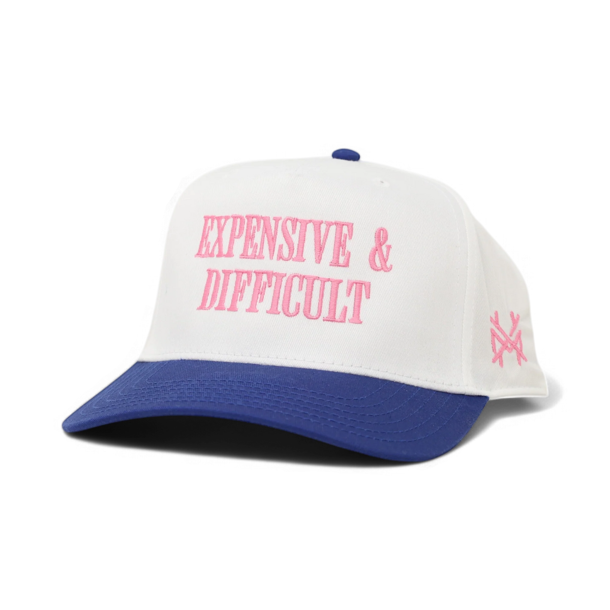 Expensive & Difficult Funny Embroidered Hat in Retro Royal/White – Ivy + Cloth