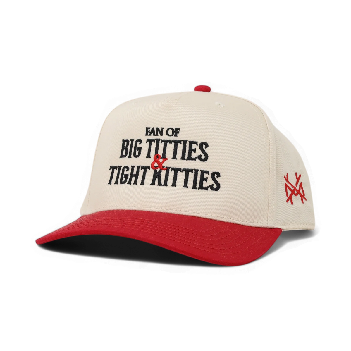 Fan Of Big Titties And Tight Kitties Funny Embroidered Snapback Hat in Retro Red/Natural – Ivy + Cloth