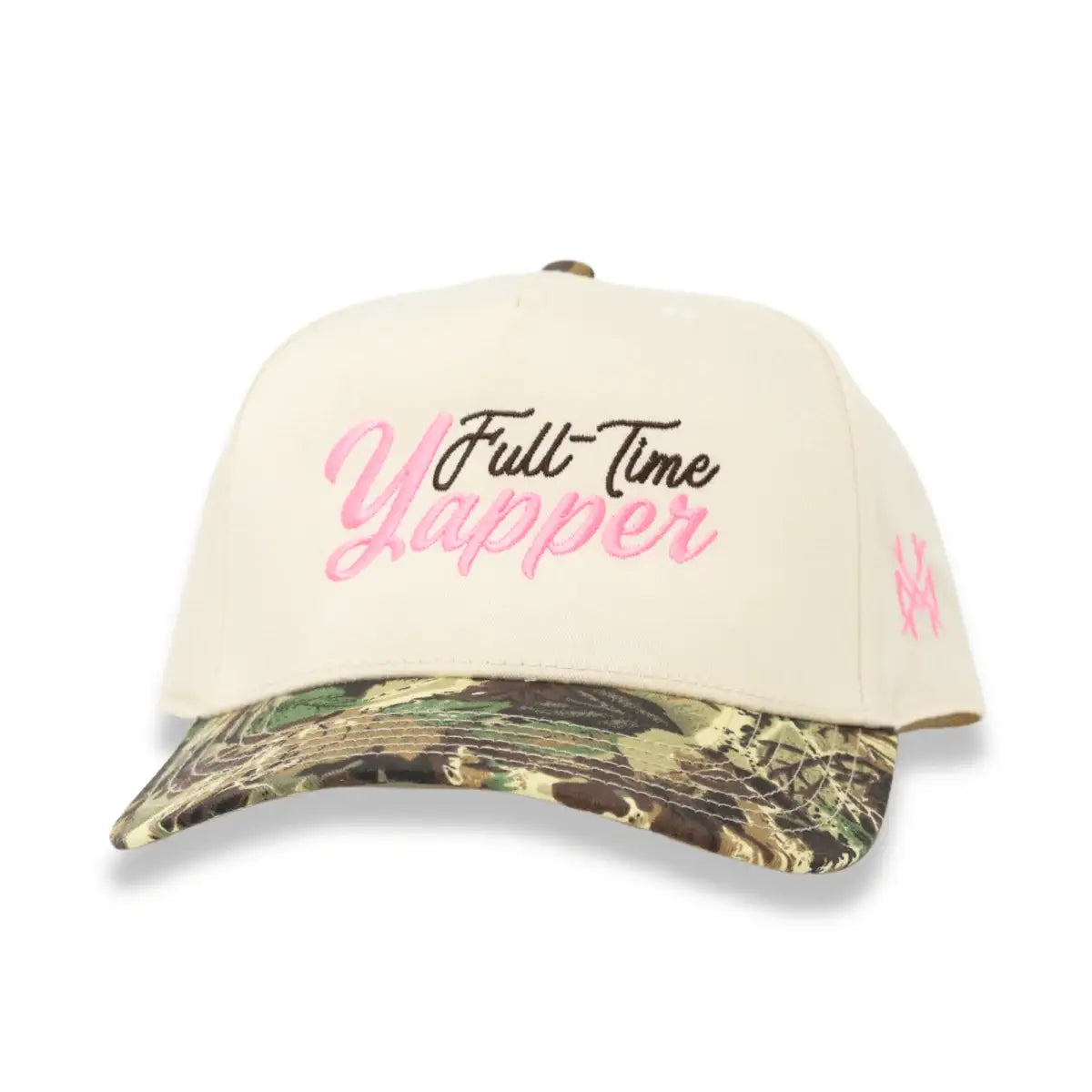 Full-Time Yapper Funny Embroidered Snapback Hat in Retro Leaf Camo/Natural – Ivy + Cloth