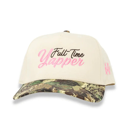 Full-Time Yapper Funny Embroidered Snapback Hat in Retro Leaf Camo/Natural – Ivy + Cloth