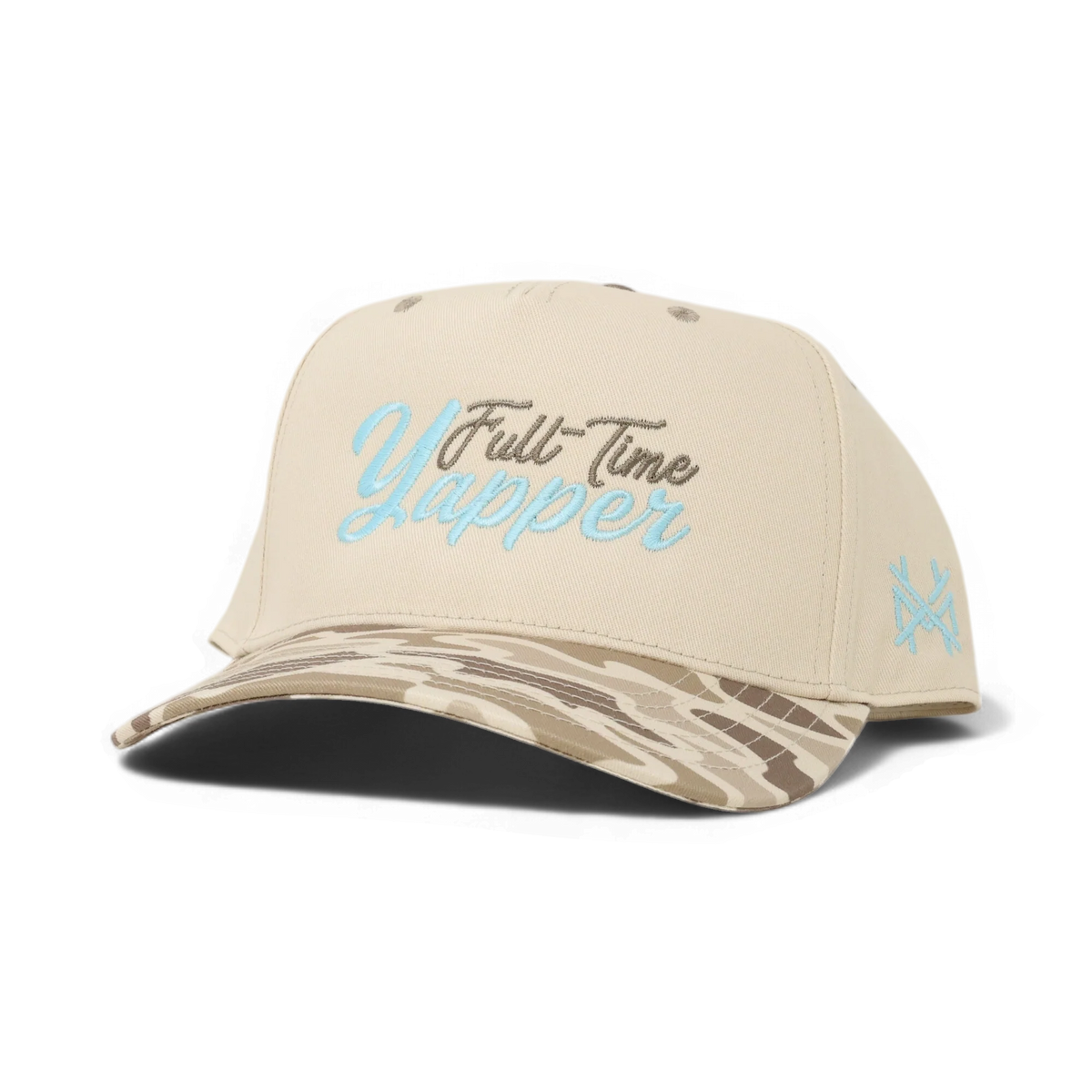 Full-Time Yapper Funny Embroidered Snapback Hat in Retro Field Camo/Natural – Ivy + Cloth