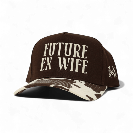 Future Ex Wife Funny Embroidered Snapback Hat in Retro Cow Print/Brown – Ivy + Cloth