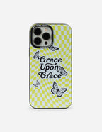 Elevated Faith Christian Phone Case featuring the phrase Grace Upon Grace with butterfly designs