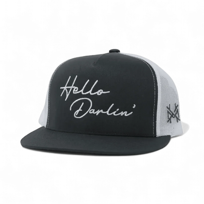 Hello Darlin Funny Embroidered Snapback Hat in Flat Bill Charcoal/White – Ivy + Cloth