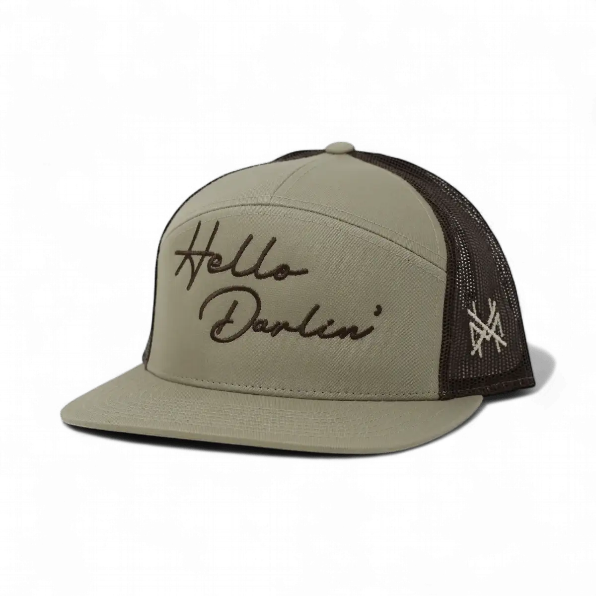 Hello Darlin Funny Embroidered Snapback Hat in 7 Panel Khaki/Coffee – Ivy + Cloth