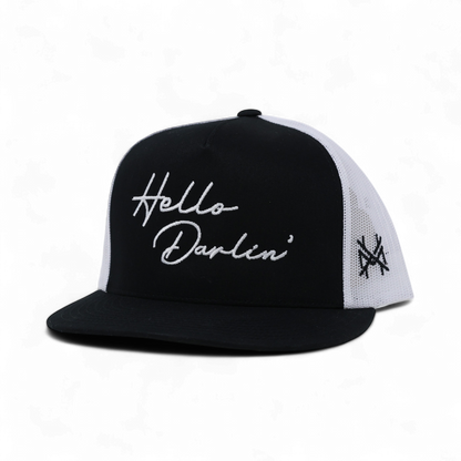 Hello Darlin Funny Embroidered Snapback Hat in Flat Bill Black/White – Ivy + Cloth