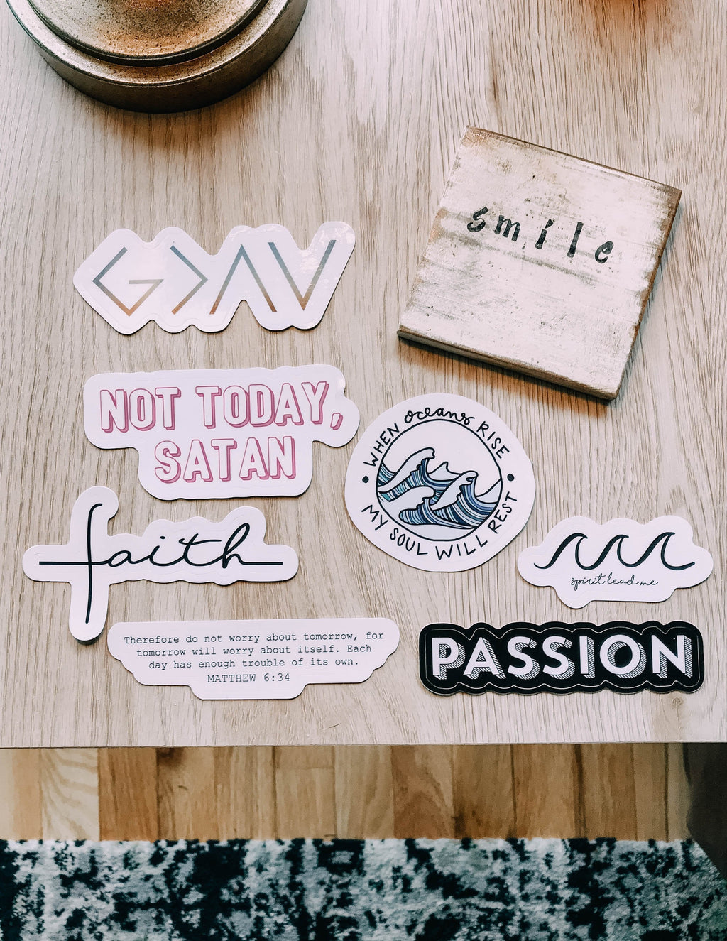 Assorted Christian Stickers including faith, passion, and ocean designs for personal expression