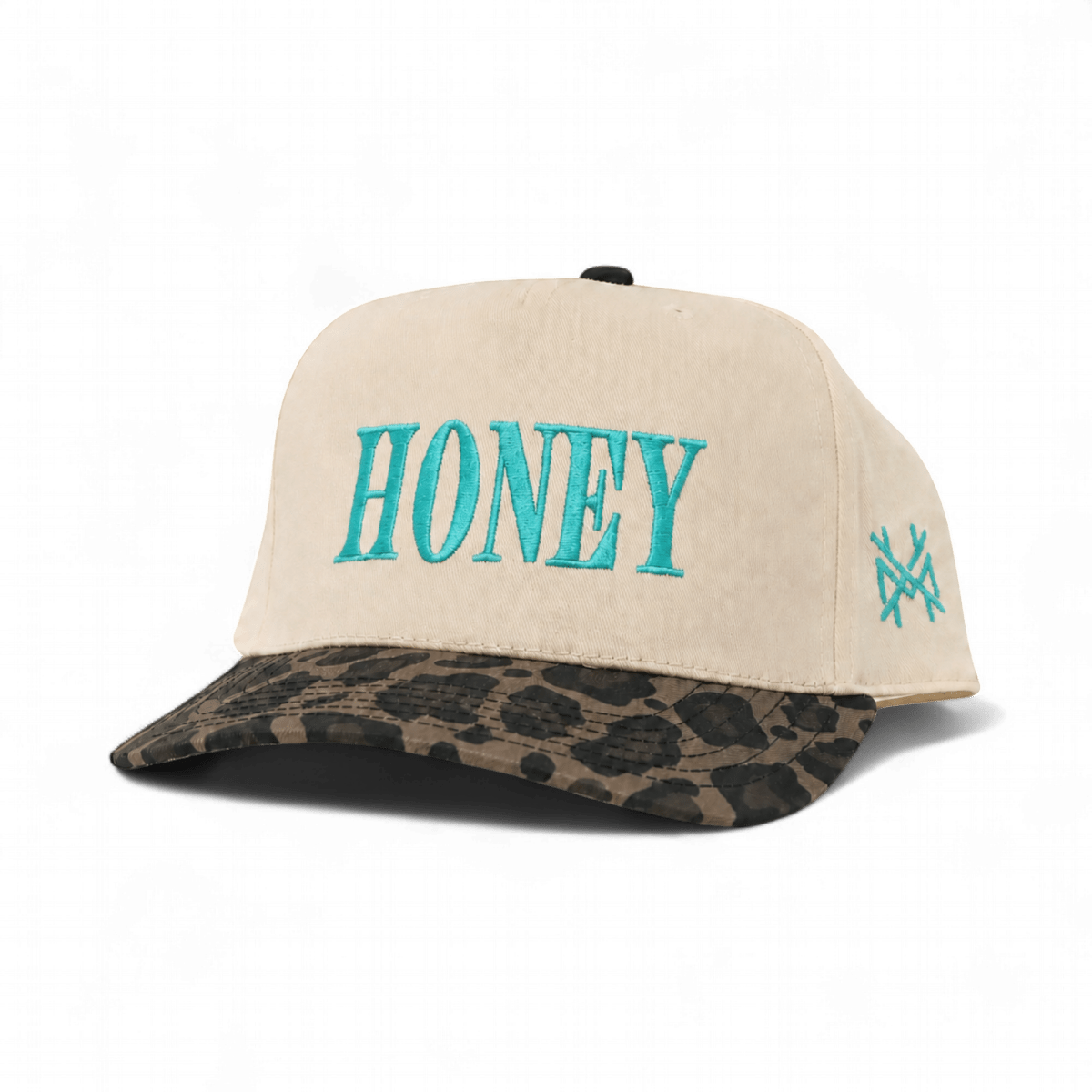 Honey Funny Embroidered Snapback Hat in Retro Leopard/Natural with Teal Stitch – Ivy + Cloth