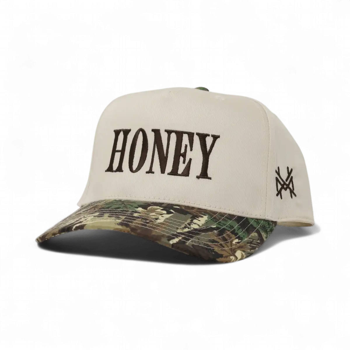 Honey Funny Embroidered Snapback Hat in Retro Leaf Camo/Natural – Ivy + Cloth