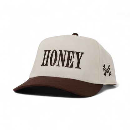 Honey Funny Embroidered Snapback Hat in Retro Brown/Natural – Ivy + Cloth