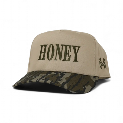 Honey Funny Embroidered Snapback Hat in Retro Bottomland/Khaki – Ivy + Cloth