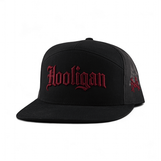 Hooligan Funny Embroidered Snapback Hat in 7 Panel Black – Ivy + Cloth