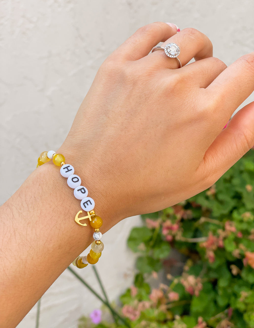 Elevated Faith Christian Jewelry Bracelet with HOPE beads and yellow stones for inspiration