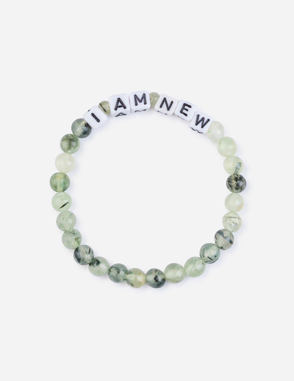 Elevated Faith Christian Jewelry Bracelet featuring natural stone beads and letter beads spelling I AM NEW