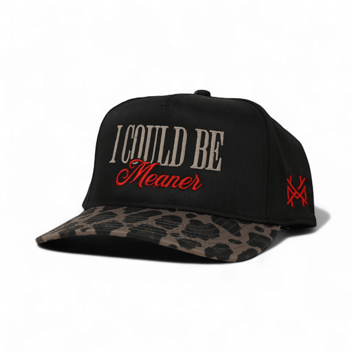 I Could Be Meaner Funny Embroidered Hat in Retro Leopard/Black – Ivy + Cloth