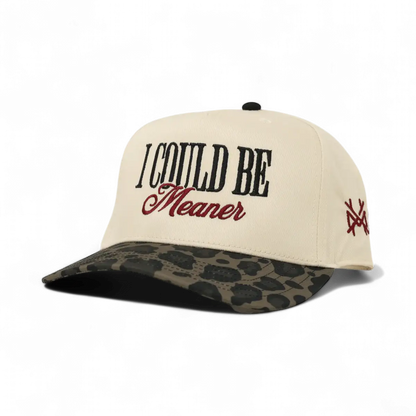 I Could Be Meaner Funny Embroidered Hat in Retro Leopard/Natural – Ivy + Cloth
