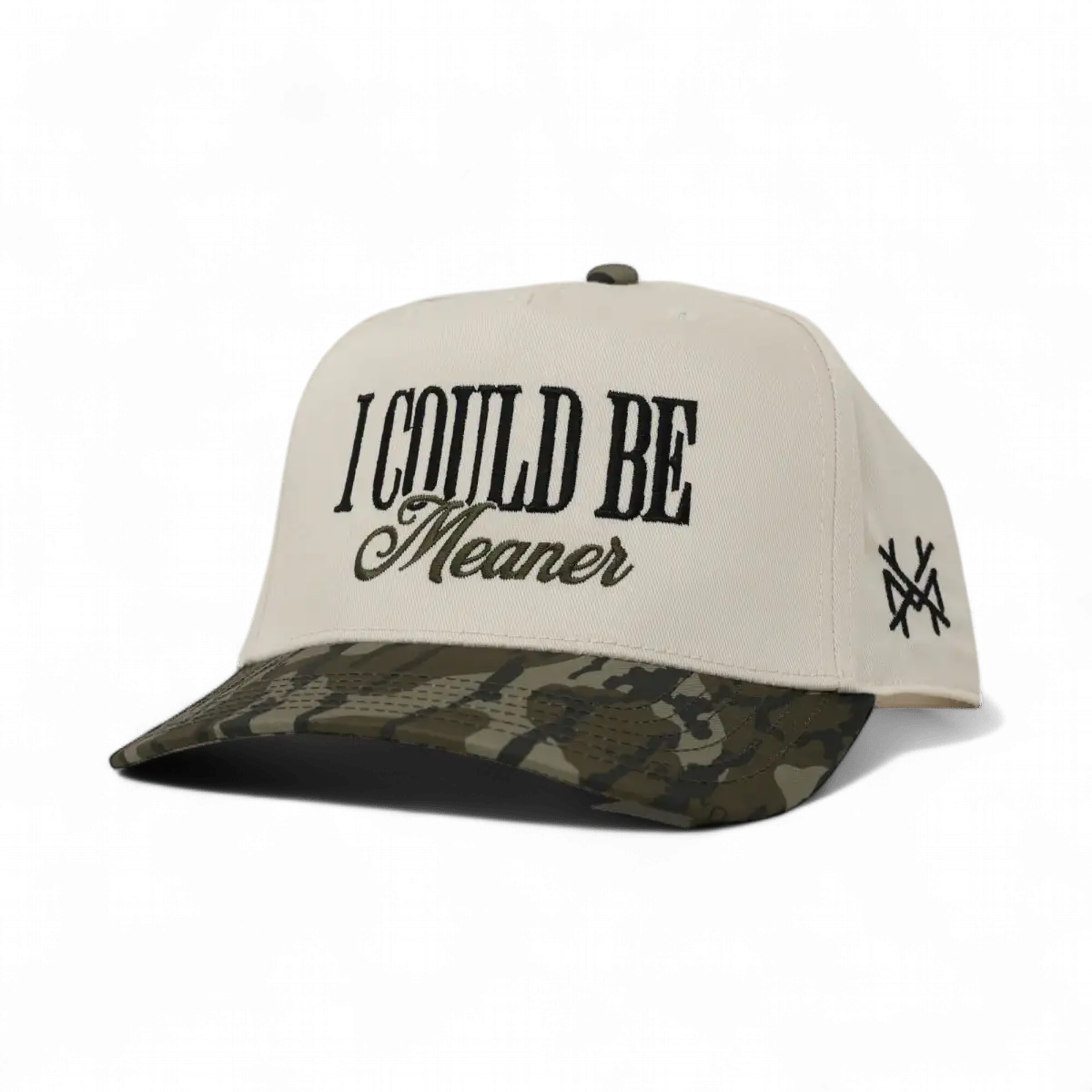 I Could Be Meaner Funny Embroidered Hat in Retro Mossy Oak Bottomland/Natural – Ivy + Cloth